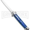 11" Mago Italian Stiletto OTF Automatic Knife Blue Acrylic Dagger