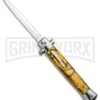 11" Italian Stiletto OTF Automatic Knife Yellow Acrylic Dagger (4.75" Satin)