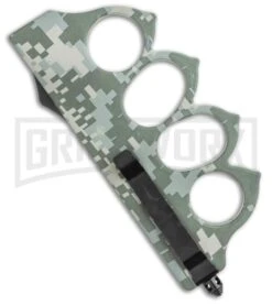 Atomic 1918 Green Digital Camo OTF Automatic Knuckle Knife - Dagger Two-Tone -Grindworx 1918 Green Digital Camo OTF Automatic Knuckle Knife Dagger Two Tone GX 35895 LS Side large