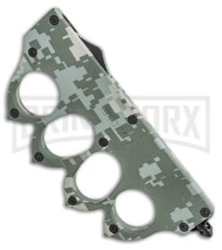 Grindworx -Grindworx 1918 Green Digital Camo OTF Automatic Knuckle Knife Dagger Two Tone GX 35895 LS Spine large