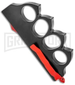 Atomic 1918 OTF Automatic Knuckle Knife Black - Dagger Red Two-Tone Plain -Grindworx 1918 OTF Auto Knuckle Knife Black Dagger Red TT GX 36509 jr side large