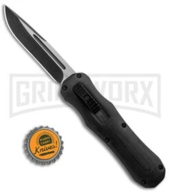 Atomic D/A Black G-10 OTF Automatic Knife - Drop Point Two Tone Plain 10 Atomic D/A Black G-10 OTF Automatic Knife - Drop Point Two Tone Plain -Grindworx Atomic DA Black G 10 OTF Auto DP TT Plain GX 33379 jr bottlecap large