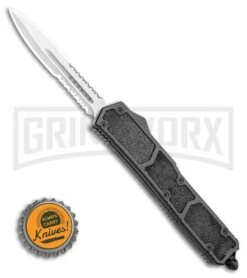 Atomic Slim Dagger Black OTF Automatic Knife - Satin Serr 9 Atomic Slim Dagger Black OTF Automatic Knife - Satin Serr -Grindworx Atomic Dagger Black OTF Automatic Knife Satin Serr GX 35616 LS Bottlecap large