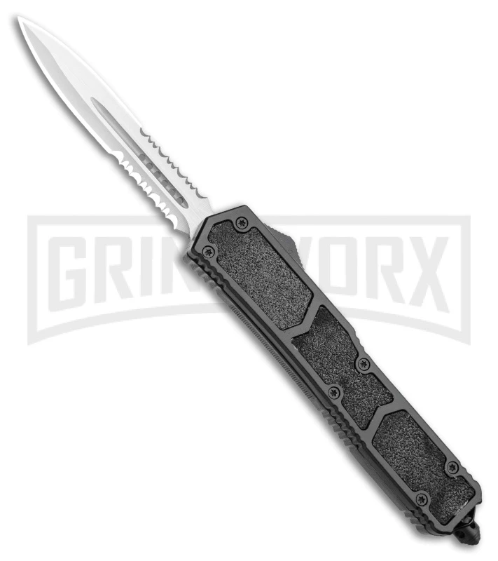 Atomic Slim Dagger Black OTF Automatic Knife - Satin Serr 3 Atomic Slim Dagger Black OTF Automatic Knife - Satin Serr