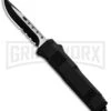 Atomic Shield Drop Point Black OTF Automatic Knife - Two-Tone Serrated -Grindworx Atomic Defender DP Black OTF Auto TT Serr 19604 GX 30987 jr large