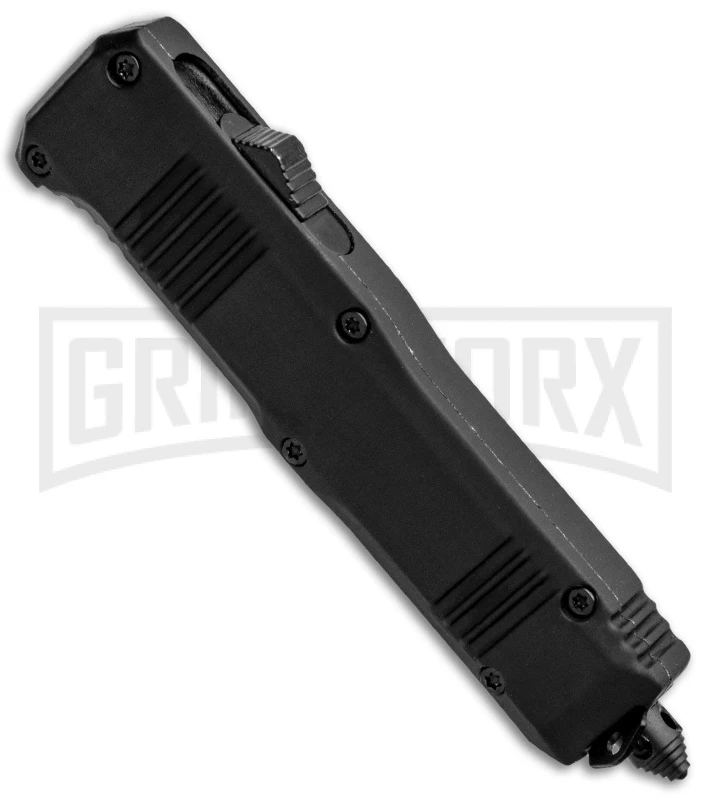 Atomic Shield Drop Point Black OTF Automatic Knife - Two-Tone Serrated 4 Atomic Shield Drop Point Black OTF Automatic Knife - Two-Tone Serrated - Image 2