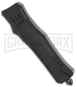 Atomic Defender Large OTF Automatic Knife Black - Serr Two Tone Dagger -Grindworx Atomic Defender Dagger Black OTF Auto TT Serr GX 19059 jr side large