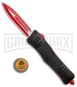 Atomic Defender Large OTF Automatic Knife Black - Red Two Tone Dagger -Grindworx Atomic Defender Dagger Red Black OTF Auto Red Plain GX 34294 jr bottlecap large