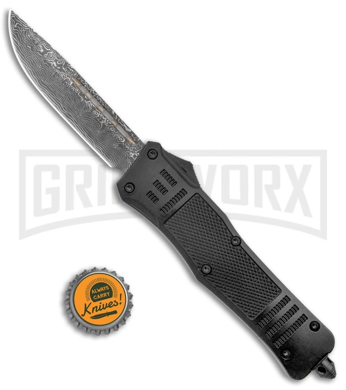 Atomic Defender Large Drop Point Black OTF Automatic Knife (3.875" Damascus) 7 Atomic Defender Large Drop Point Black OTF Automatic Knife (3.875" Damascus) - Image 5