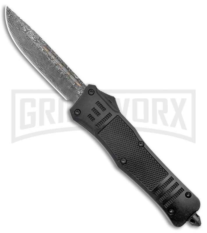 Atomic Defender Large Drop Point Black OTF Automatic Knife (3.875" Damascus) 3 Atomic Defender Large Drop Point Black OTF Automatic Knife (3.875" Damascus)