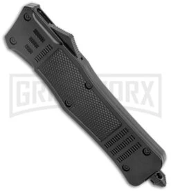 Atomic Defender Large OTF Automatic Knife Black - Damascus Dagger -Grindworx Atomic Defender Large OTF Auto Black Damascus Dagger GX 37321 jr spine large