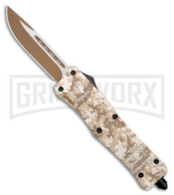 Atomic Defender Large OTF Automatic Knife Tan Digi Camo - Two Tone Drop Point