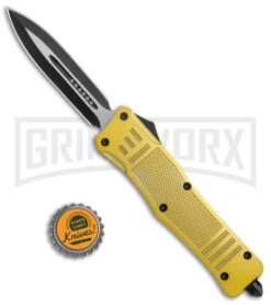 Large Atomic Defender OTF Gold Automatic Dagger Knife - Two Tone Plain -Grindworx Atomic Defender Large OTF Auto Gold TT Dagger BHQ 141073 jr bottlecap large