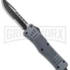Atomic Defender Large OTF Automatic Knife Gray - Serr Two Tone Drop Point -Grindworx Atomic Defender Large OTF Auto Gray Serr TT DP GX 37241 jr large