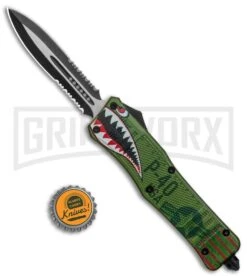 Atomic Defender Large OTF Automatic Knife Green Warhawk - Serr Two Tone Dagger 11 Atomic Defender Large OTF Automatic Knife Green Warhawk - Serr Two Tone Dagger -Grindworx Atomic Defender Large OTF Auto Green Warhawk TT Dagger Serr GX 37731 jr bottlecap large