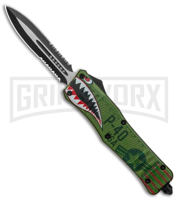 Atomic Defender Large OTF Automatic Knife Green Warhawk - Serr Two Tone Dagger 3 Atomic Defender Large OTF Automatic Knife Green Warhawk - Serr Two Tone Dagger