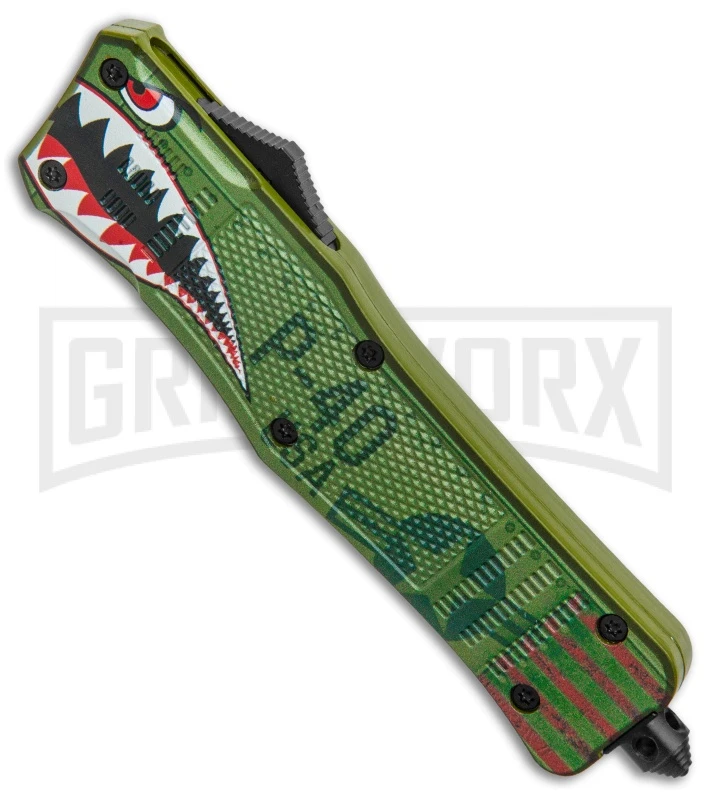 Atomic Defender Large OTF Automatic Knife Green Warhawk - Serr Two Tone Dagger 4 Atomic Defender Large OTF Automatic Knife Green Warhawk - Serr Two Tone Dagger - Image 2