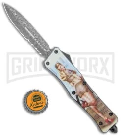 Atomic Defender Large OTF Automatic Knife Pin Up Tan - Serr Damascus Dagger 11 Atomic Defender Large OTF Automatic Knife Pin Up Tan - Serr Damascus Dagger -Grindworx Atomic Defender Large OTF Auto Pin Up Green Serr Damascus Dagger GX 37339 jr bottlecap large