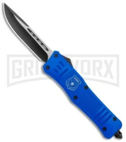Atomic Defender Large OTF Automatic Knife Police Blue - Two Tone Drop Point