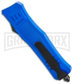 Atomic Defender Large OTF Automatic Knife Police Blue - Two Tone Drop Point -Grindworx Atomic Defender Large OTF Auto Police Blue TT DP GX 37244 jr side large