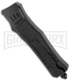 Atomic Defender Large OTF Automatic Knife Punisher Black - Two Tone Dagger -Grindworx Atomic Defender Large OTF Auto Punisher Black TT Dagger GX 37200 jr side large