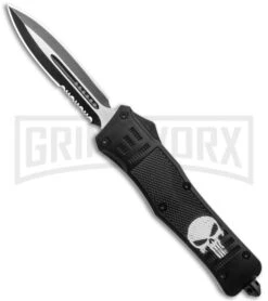 Atomic Defender Large OTF Automatic Knife Punisher Black - Serr Two Tone Dagger
