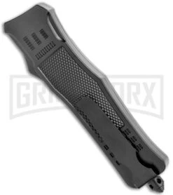 Atomic Defender Large OTF Automatic Knife Punisher Black - Serr Two Tone Dagger -Grindworx Atomic Defender Large OTF Auto Punisher Black TT Dagger Serr GX 35949 jr side large