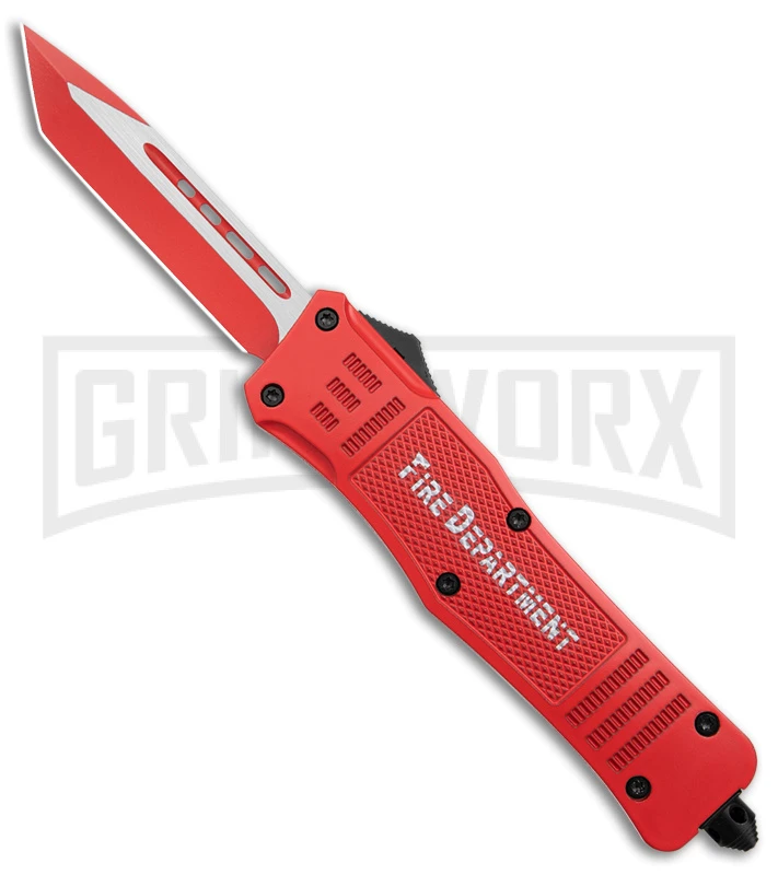 Atomic Defender Large Red OTF Automatic Knife Fire Dept. - Tanto Red Two Tone 3 Atomic Defender Large Red OTF Automatic Knife Fire Dept. - Tanto Red Two Tone