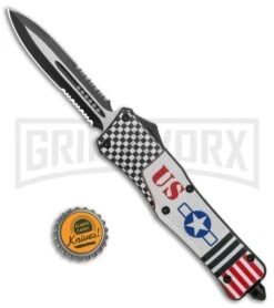 Atomic Defender Large OTF Automatic Knife U.S. - DBL Serr Two Tone Dagger -Grindworx Atomic Defender Large OTF Auto US TT Dagger Serr GX 37821 jr bottlecap large