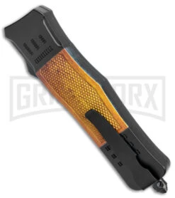 Atomic Defender Medium Black/Sim OTF Automatic Knife - Drop Point Damascus Plain 8 Atomic Defender Medium Black/Sim OTF Automatic Knife - Drop Point Damascus Plain -Grindworx Atomic Defender Medium OTF Auto Black Sim Wood Damascus DP GX 38998 jr side large