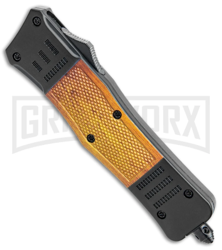 Atomic Defender Medium Black/Sim OTF Automatic Knife - Drop Point Damascus Plain 4 Atomic Defender Medium Black/Sim OTF Automatic Knife - Drop Point Damascus Plain - Image 2