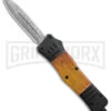 Atomic Defender Medium Black/Sim Wood OTF Auto Knife - Dagger Damascus Plain -Grindworx Atomic Defender Medium OTF Auto Black Sim Wood Damascus Dagger GX 38986 jr large