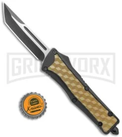 Atomic Destroyer OTF Automatic Knife Black/Tan Box Textured - Two Tone Tanto -Grindworx Atomic Defender Medium OTF Auto Black Tan Checkered TT Tanto GX 35946 jr bottlecap large