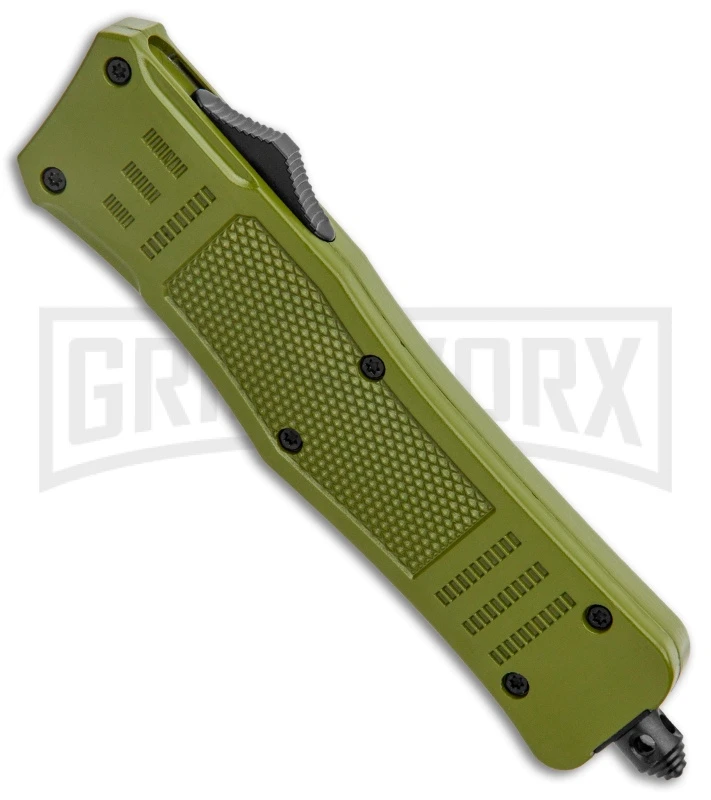Atomic Defender Medium OTF Automatic Knife OD Green - Plain Two Tone Tanto 4 Atomic Defender Medium OTF Automatic Knife OD Green - Plain Two Tone Tanto - Image 2