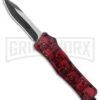 Atomic Defender Medium OTF Automatic Knife Red Skull - Two Tone Recurve -Grindworx Atomic Defender Medium OTF Auto Red Skull TT Recurve GX 37410 jr large