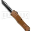 Medium Atomic Defender Brown Automatic Tanto Knife - Two-Tone Plain 1 Medium Atomic Defender Brown Automatic Tanto Knife - Two-Tone Plain -Grindworx Atomic Defender Medium OTF Auto SAnd Brown TT Tanto GX 37471 jr large