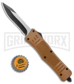 Atomic Defender Medium OTF Automatic Knife Sand Brown - Recurve Two Tone 11 Atomic Defender Medium OTF Automatic Knife Sand Brown - Recurve Two Tone -Grindworx Atomic Defender Medium OTF Auto Sand Brown Recurve TT GX 37475 jr bottlecap large
