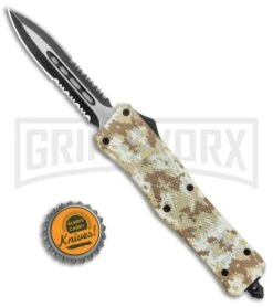 Atomic Defender Medium OTF Automatic Knife Tan Digi Camo - Dbl Serr Two Tone -Grindworx Atomic Defender Medium OTF Auto Tan Digi Camo Double Serr TT GX 37474 jr bottlecap large