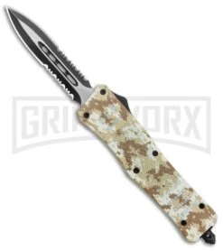 Atomic Defender Medium OTF Automatic Knife Tan Digi Camo - Dbl Serr Two Tone