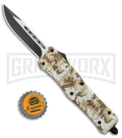 Atomic Defender Medium Tan Digi Camo OTF Automatic Knife - Two Tone Plain -Grindworx Atomic Defender Medium OTF Auto Tan Digi Camo Plain TT GX 38997 jr bottlecap large