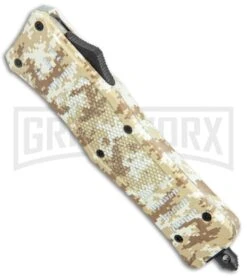 Atomic Defender Medium OTF Automatic Knife Tan Camo - 2 Tone Clip Point Plain -Grindworx Atomic Defender Medium OTF Auto Tan Digi Camo TT CP GX 37479 jr spine large