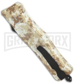 Atomic Defender Medium OTF Automatic Knife Tan Digi Camo - Plain Two Tone Tanto -Grindworx Atomic Defender Medium OTF Auto Tan Digi Camo TT Tanto GX 37460 jr side large