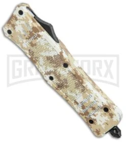 Atomic Defender Medium OTF Automatic Knife Tan Digi Camo - Plain Two Tone Tanto -Grindworx Atomic Defender Medium OTF Auto Tan Digi Camo TT Tanto GX 37460 jr spine large