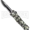 Atomic Defender Medium OTF Skull Drop Point Knife - (3.25" Satin) -Grindworx Atomic Defender Medium OTF Auto White Skull TT DP Serr GX 37526 jr large