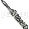 Atomic Defender Medium OTF Automatic White/Green Skull Dagger (3.25" Satin Serr) 1 Atomic Defender Medium OTF Automatic White/Green Skull Dagger (3.25" Satin Serr) -Grindworx Atomic Defender Medium OTF Auto White Skull TT Dagger Serr GX 37538 jr large