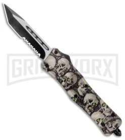 Atomic Defender Medium OTF Skull Tanto Knife - (3.25" Satin)