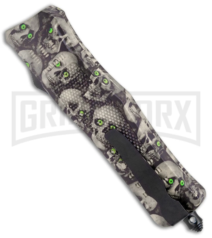 Atomic Defender Medium OTF Skull Tanto Knife - (3.25" Satin) 5 Atomic Defender Medium OTF Skull Tanto Knife - (3.25" Satin) - Image 3