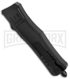 Atomic Defender Medium OTF Automatic Knife Black - Serr Two Tone Drop Point -Grindworx Atomic Defender Medium OTF Auto black Serr TT DP GX 37218 jr side large