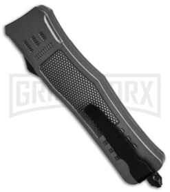 Atomic Defender Medium OTF Automatic Knife Gray - Two Tone Serrated Dagger -Grindworx Atomic Defender Medium OTF Automatic Knife Gray Two Tone Serrated Dagger GX 38808 td side large