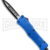 Atomic Defender Mini OTF Blue Automatic Dagger Knife - Two Tone Plain -Grindworx Atomic Defender Mini OTF Auto Blue TT Dagger BHQ 141218 jr 2 large
